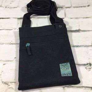 Dakine Canvas Crossbody Bag Black With Teal Blue Lining